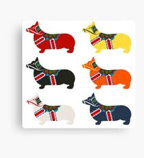 Dala Corgis - Schwedisches Dalapferd Leinwanddruck