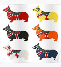 Dala Corgis - Schwedisches Dalapferd Poster