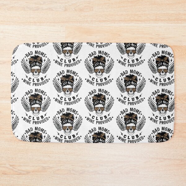 Item preview, Bad Moms Club, Wine Provided Skull Messy Bun,  afro woman Mama Skull, Leopard Bandana designed and sold by ShutterKapan.