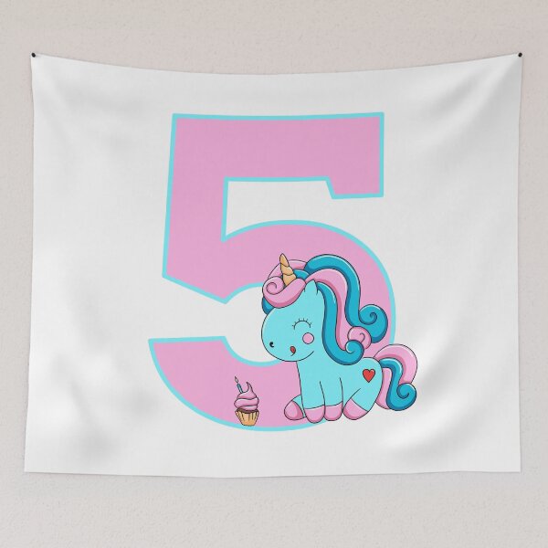 Item preview, Number Five with a Candyfloss Unicorn designed and sold by MammaPanda.