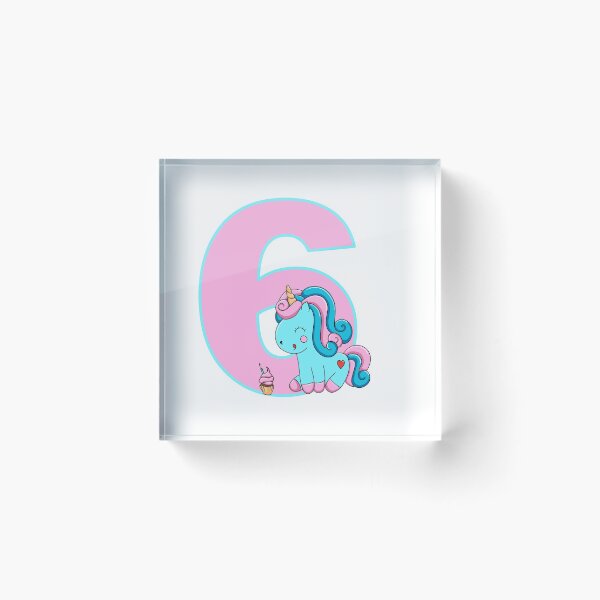 Item preview, Number six with a Candyfloss Unicorn designed and sold by MammaPanda.