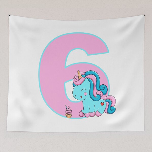Item preview, Number six with a Candyfloss Unicorn designed and sold by MammaPanda.
