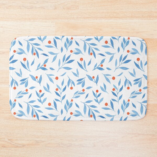 Item preview, Watercolor Botanical Pattern -Blue and Orange designed and sold by Artsychoke.