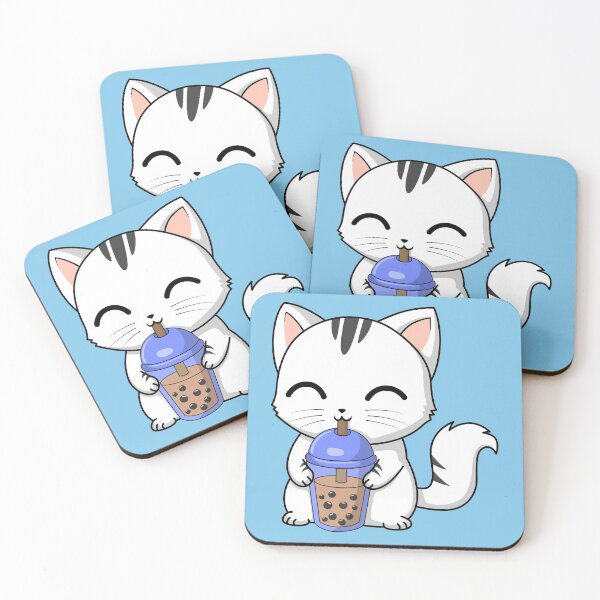 Item preview, Kitty Cat Drinking Bubble Tea Cute Kawaii designed and sold by azmndesigns.