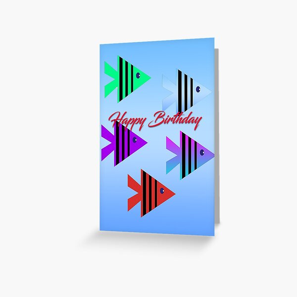 Graphic design of five little fish Birthday Card Greeting Card