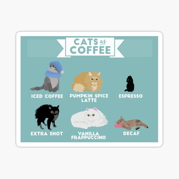 Gatos como el café Pegatina