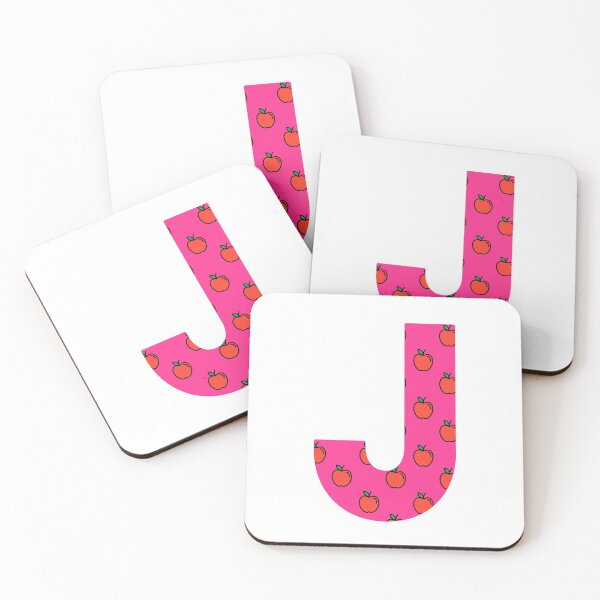Item preview, Letter J in pink color with apple pattern designed and sold by VrajStudio.