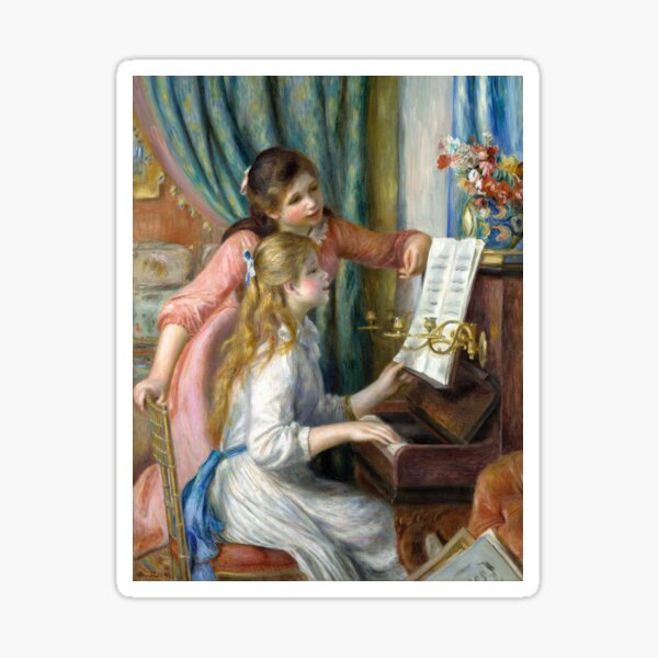Two Young Girls at the Piano By Pierre-Auguste Renoir Sticker