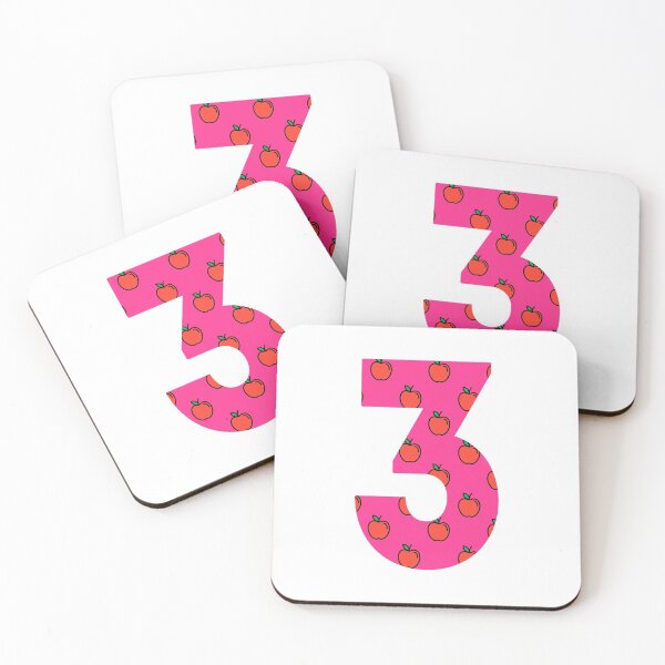 Item preview, Number 3 in pink color with apple pattern designed and sold by VrajStudio.