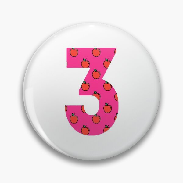 Item preview, Number 3 in pink color with apple pattern designed and sold by VrajStudio.