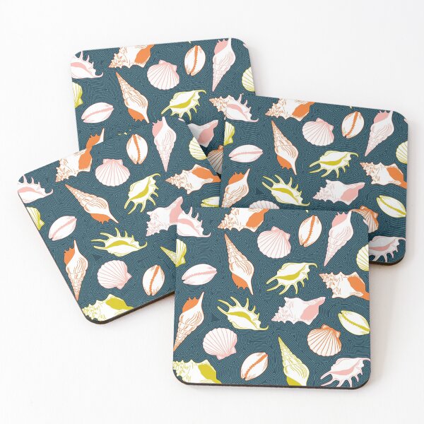 Item preview, Colorful seashells blue background designed and sold by pakanta.