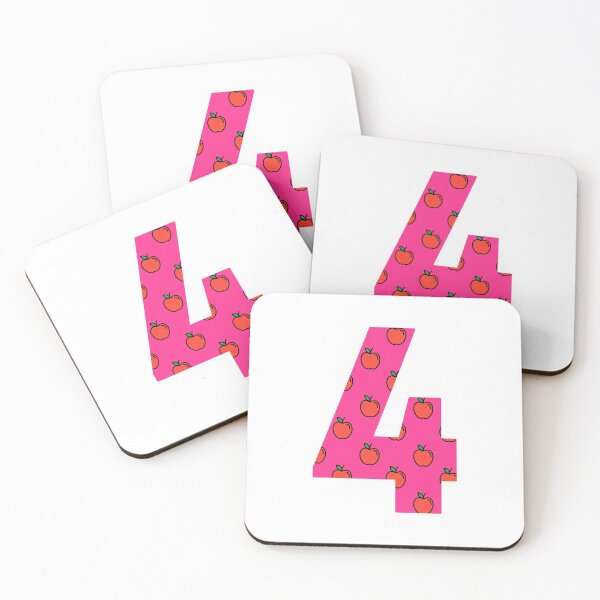 Item preview, Number 4 in pink color with apple pattern designed and sold by VrajStudio.