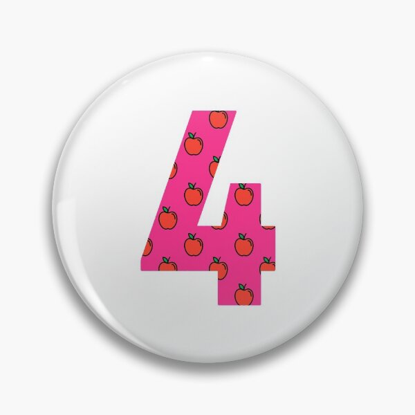 Item preview, Number 4 in pink color with apple pattern designed and sold by VrajStudio.