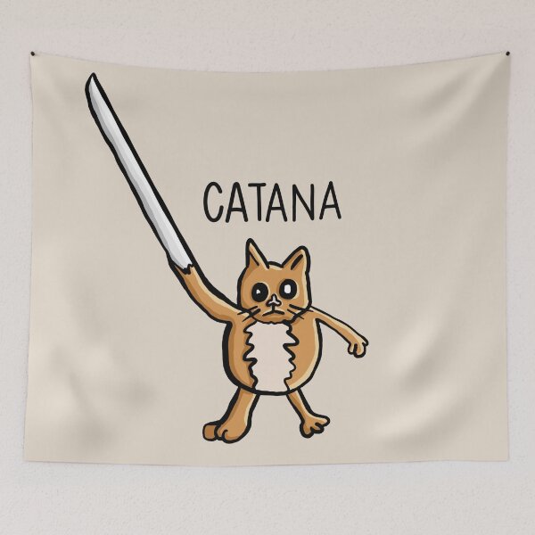 Item preview, Catana, Funny Cat Pun katana arm Digital Illustration designed and sold by AlmightyClaire.