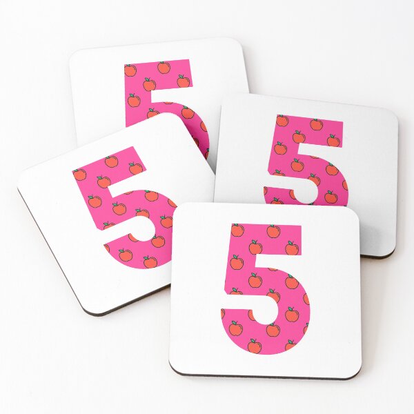 Item preview, Number 5 in pink color with apple pattern designed and sold by VrajStudio.
