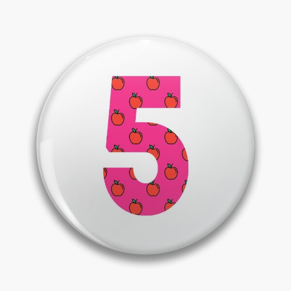Item preview, Number 5 in pink color with apple pattern designed and sold by VrajStudio.