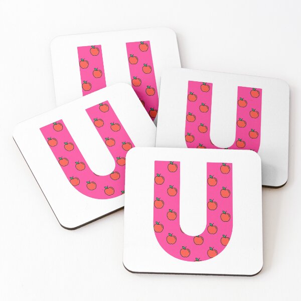 Item preview, Letter U in pink color with apple pattern designed and sold by VrajStudio.