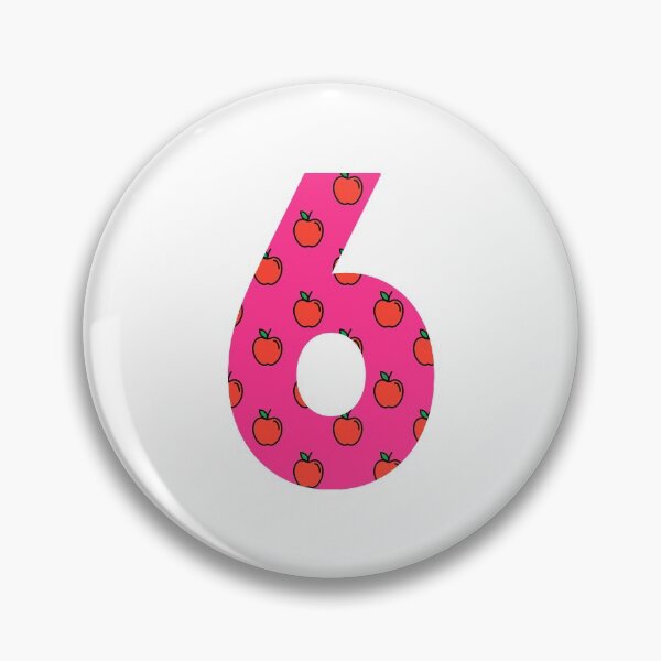 Item preview, Number 6 in pink color with apple pattern designed and sold by VrajStudio.