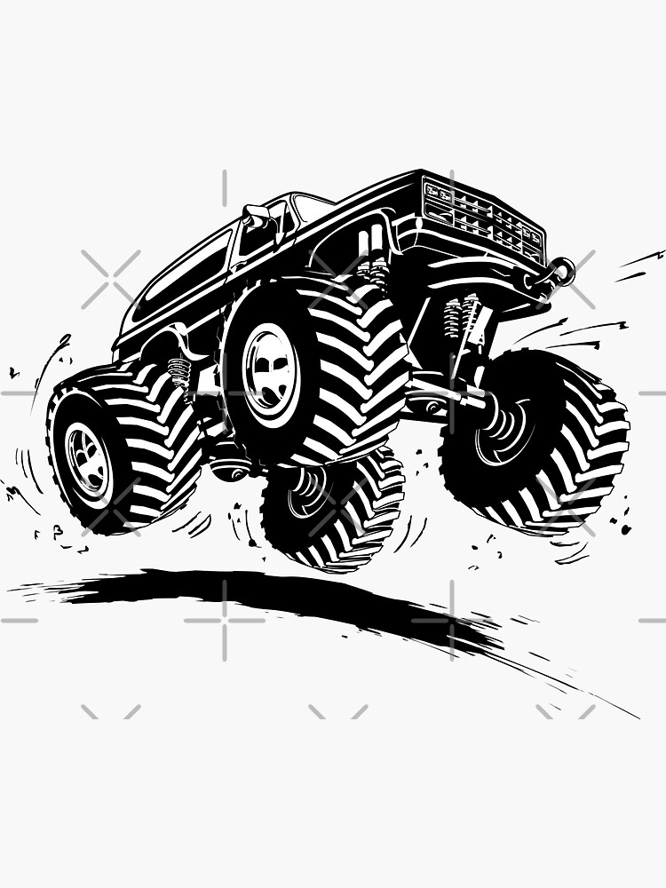 Cartoon Monster Truck Sticker for Sale by Mechanick