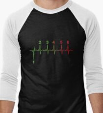 Motorcycle Heartbeat Gear Shift RPM EKG Men's Baseball ¾ T-Shirt