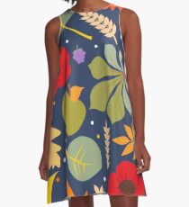 Herbstblätter A-Linien Kleid