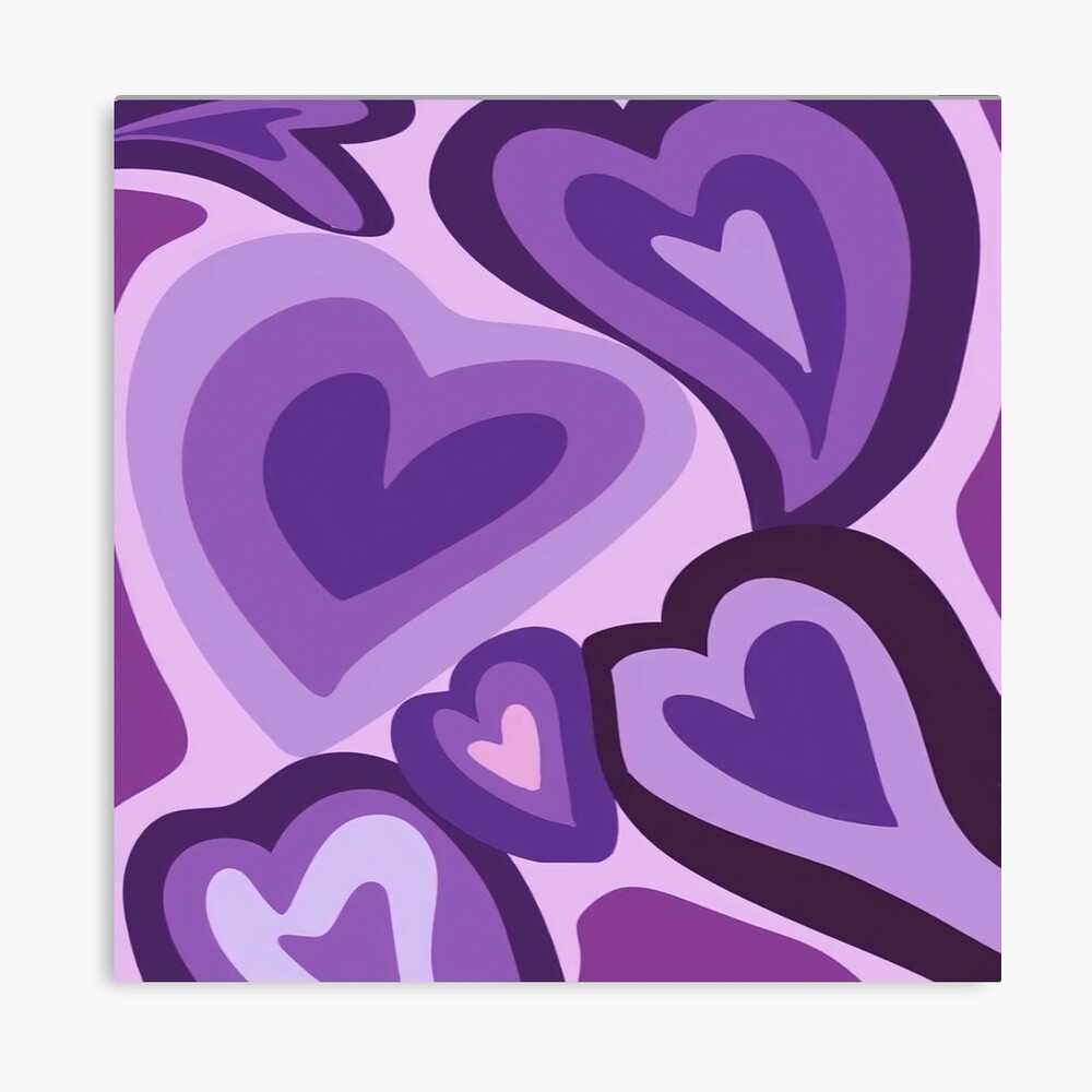 Hypnotic Purple Hearts Art Print by Simple Decor