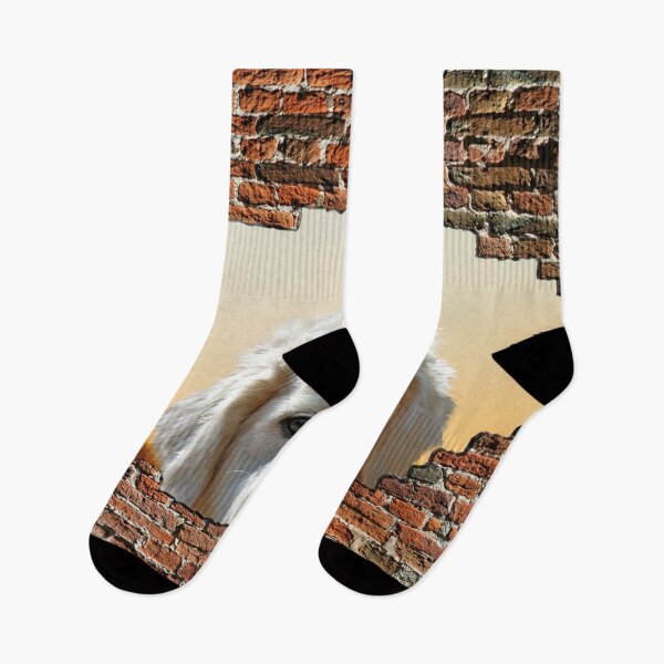 Item preview, Dog peaking in a hole on a wall designed and sold by Artsy Boulevard.