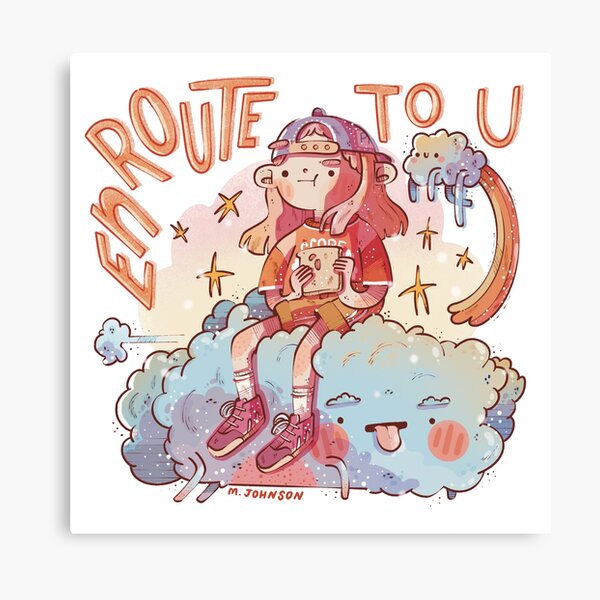 En Route to You Girl on Cloud Design Canvas Print