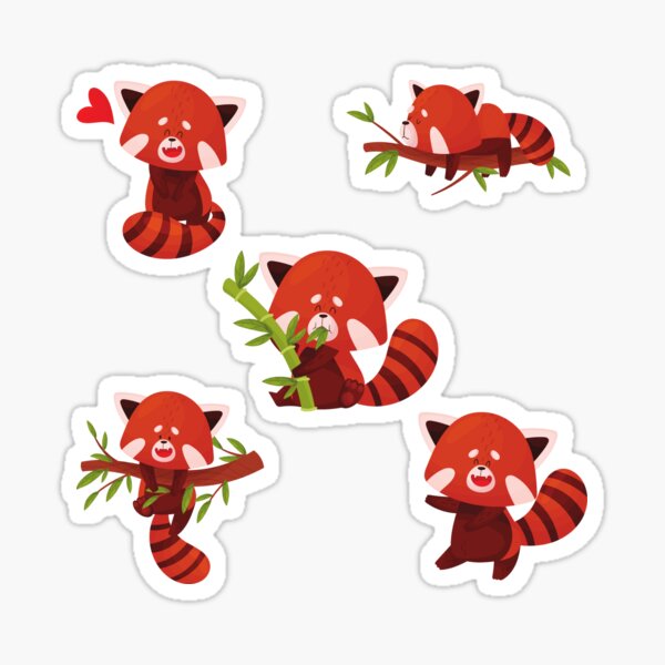 Little Red Panda Stickers Sticker For Sale By Nruchkom Redbubble