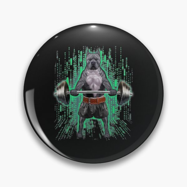 Artikelvorschau, Pitbull-Hund, der Gewichte im Cyber-Fitnessstudio hebt entworfen und verkauft von Borhala23234.