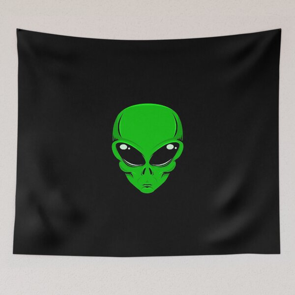 Item preview, Green alien head with big black eyes designed and sold by headpossum.