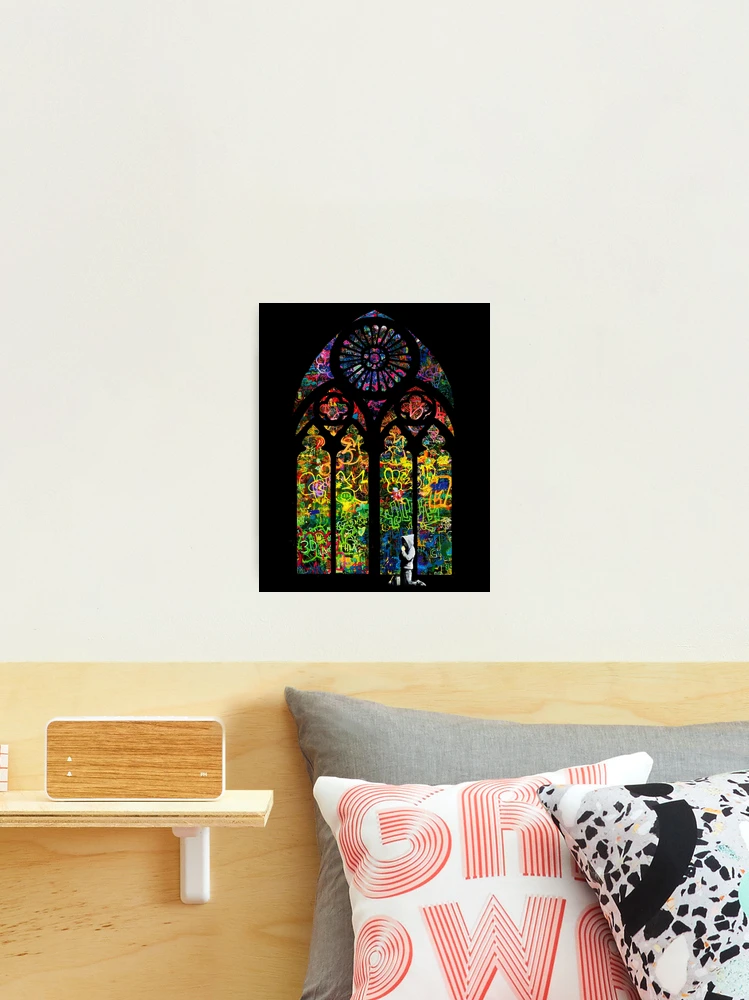 Banksy Stained Glass Window Church Canvas Painting Modern Print Posters  Wall Art