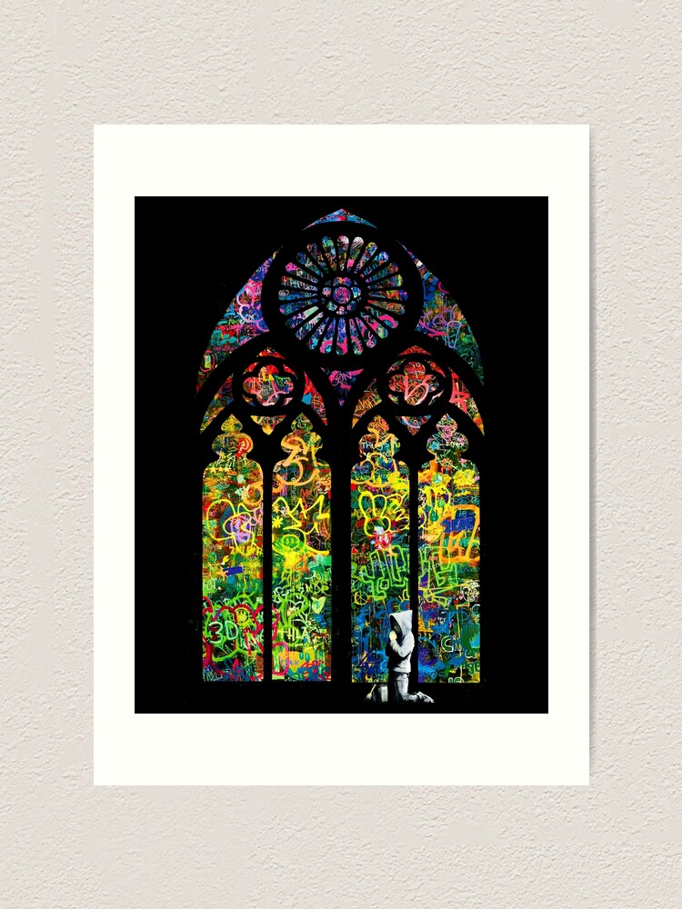 Banksy Stained Glass Church Window Art Print By We Are Banksy Redbubble