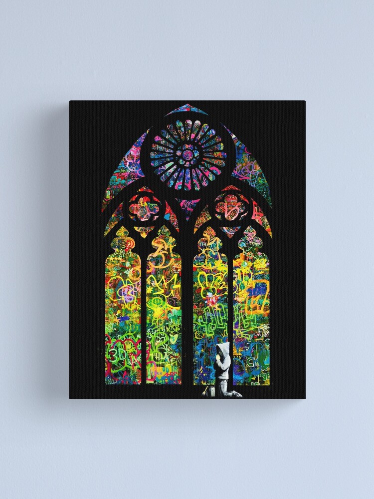 Alternate view of Banksy Stained Glass Church Window Canvas Print