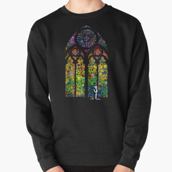 Banksy Stained Glass Church Window Pullover Sweatshirt
