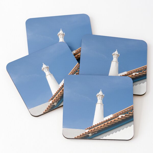 Item preview, Quintessential Algarvian - Elegant Chimney and Terracotta Rooflines in Red Blue and White designed and sold by Georgia Mizuleva.