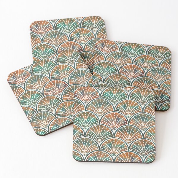 Item preview, Rust and Teal Boho Seashell Pattern designed and sold by DeKoro.