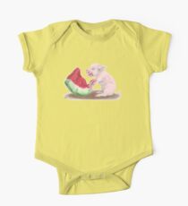 Pig Eating Watermelon One Piece - Short Sleeve