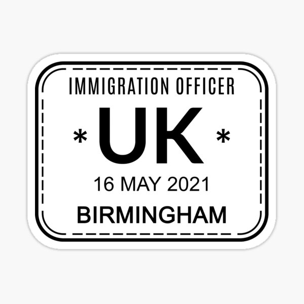 Birmingham UK passport stamp