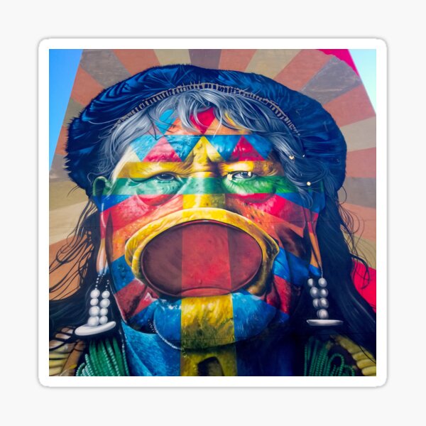Last Shaman Raoni, Eduardo Kobra Street Art Piece, Amazon Forest Sticker