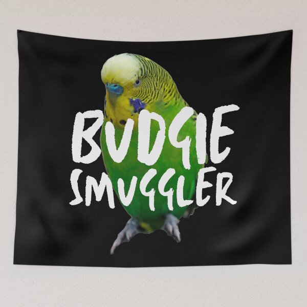 Item preview, Budgie Smuggler (Yellow Green Budgie, White Text) designed and sold by JellyBeenzz.