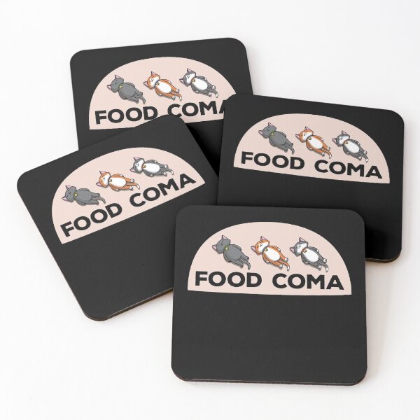 Item preview, Sleepy Cartoon Cats in the Food Coma designed and sold by ShyOwlet.