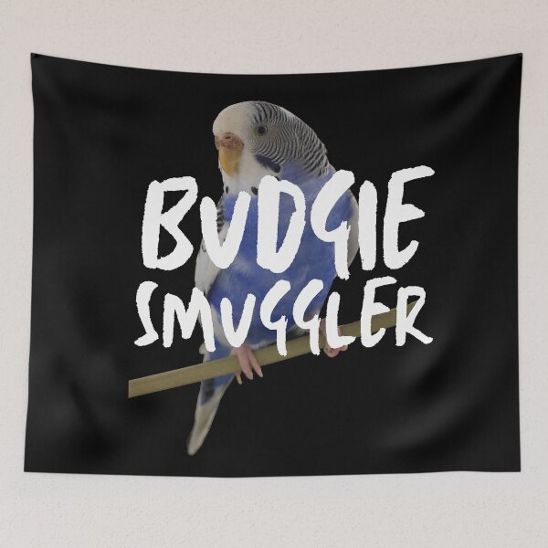 Item preview, Budgie Smuggler (Blue White Budgie, White Text) designed and sold by JellyBeenzz.