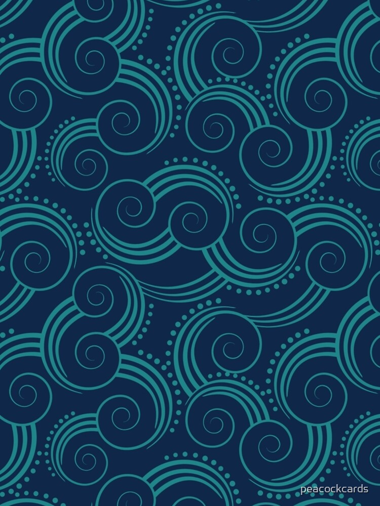 Navy and Teal Ocean Swirls by peacockcards