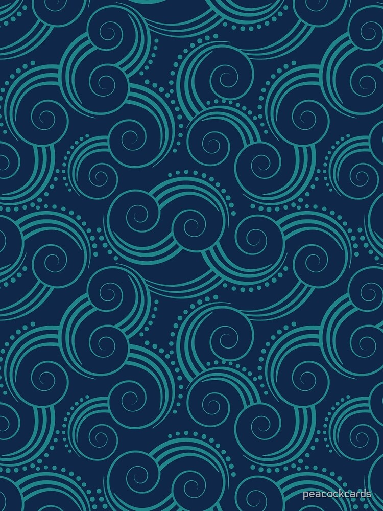 Navy and Teal Ocean Swirls by peacockcards