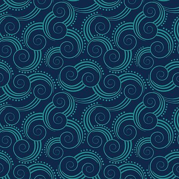 Artwork thumbnail, Navy and Teal Ocean Swirls by peacockcards