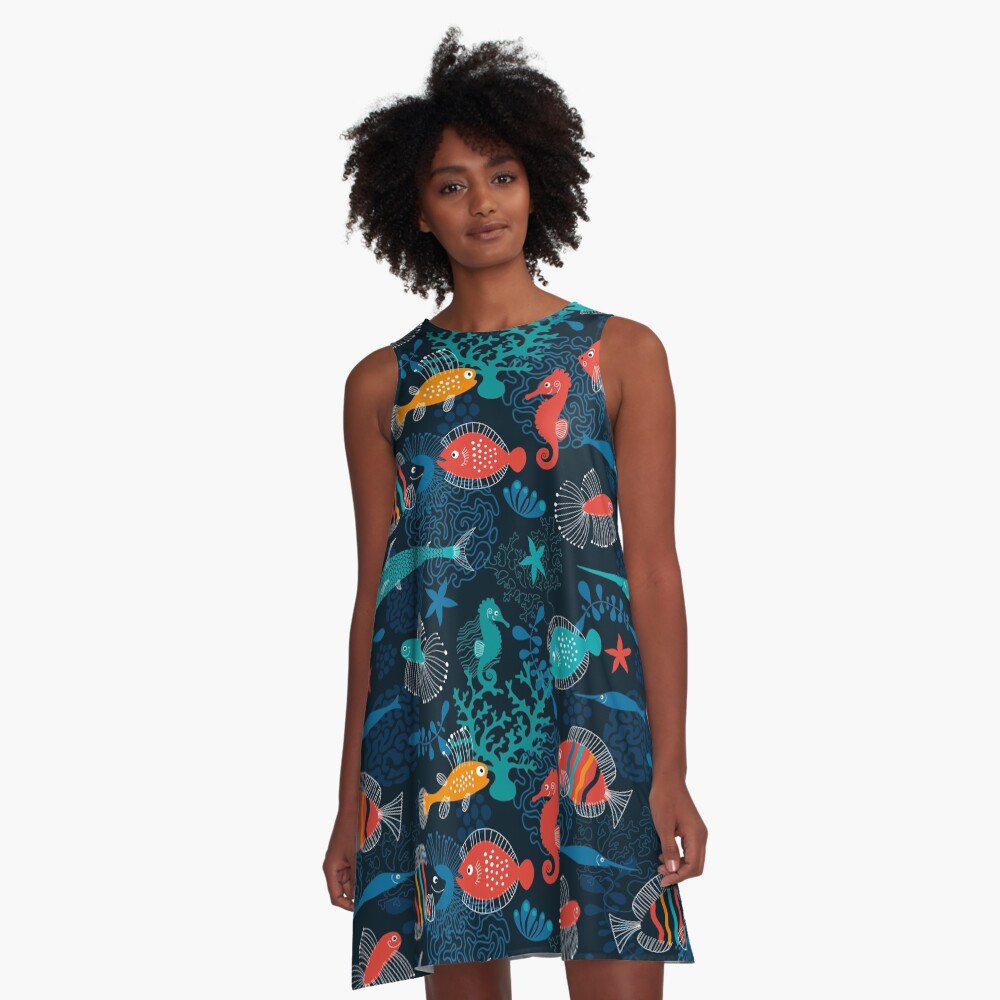 Tropical Fish Under the Sea A-Line Dress