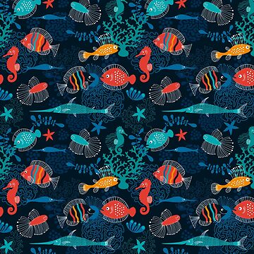 Artwork thumbnail, Tropical Fish Under the Sea by peacockcards