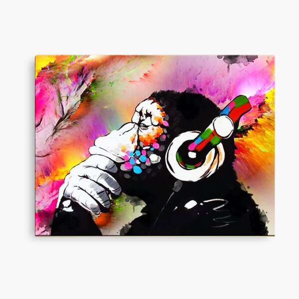 Banksy DJ Monkey Thinker with Headphones Canvas Print