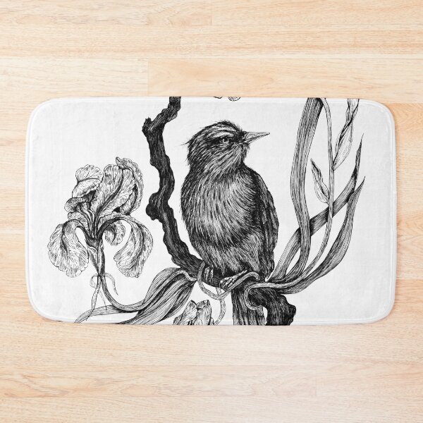 Item preview, Cute bird and iris flowers plant designed and sold by Susanne Margarete Lutz.